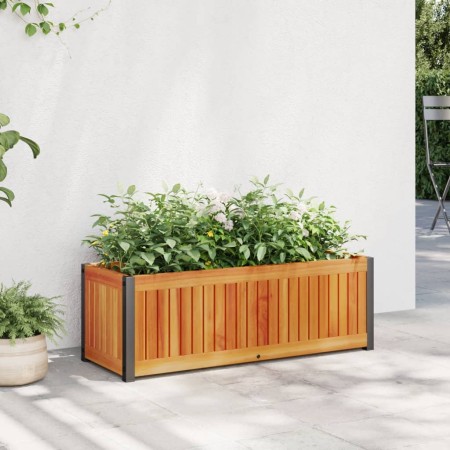 Jardinera de madera maciza de acacia y acero 80x30x27,5 cm en Maceteros y jardineras | Comprar online en Foro24