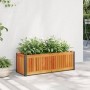 Jardinera de madera maciza de acacia y acero 80x30x27,5 cm en Maceteros y jardineras | Comprar online en Foro24