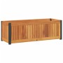 Jardinera de madera maciza de acacia y acero 80x30x27,5 cm en Maceteros y jardineras | Comprar online en Foro24