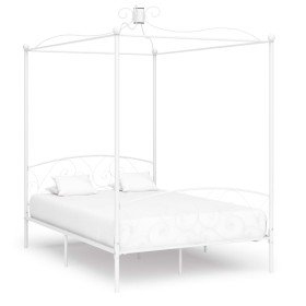 Estructura de cama con dosel metal blanco 120x200 cm en Camas y somieres | Comprar online en Foro24