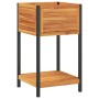 Jardinera con estante madera maciza acacia y acero 45x45x80 cm