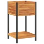 Jardinera con estante madera maciza acacia y acero 45x45x80 cm