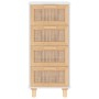 Aparador blanco madera pino maciza y ratán natural 40x30x90 cm
