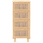Aparador marrón madera pino maciza y ratán natural 40x30x90 cm