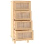Aparador marrón madera pino maciza y ratán natural 40x30x90 cm