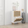 Zapatero madera contrachapada blanco ratán natural 52x25x80 cm