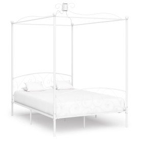 Estructura cama con dosel sin colchón metal blanco 140x200 cm Estructura cama con dosel sin colchón metal blanco 140x200 cm
