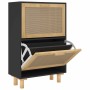 Zapatero madera contrachapada negro ratán natural 52x25x80 cm