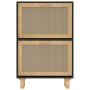 Zapatero madera contrachapada negro ratán natural 52x25x80 cm
