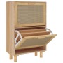 Zapatero madera contrachapada marrón ratán natural 52x25x80 cm
