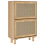 Zapatero madera contrachapada marrón ratán natural 52x25x80 cm
