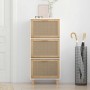 Zapatero madera contrachapada blanco ratán natural 52x25x115 cm