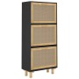 Zapatero madera contrachapada negro ratán natural 52x25x115 cm