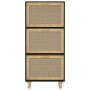 Zapatero madera contrachapada negro ratán natural 52x25x115 cm