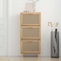 Zapatero madera contrachapada marrón ratán natural 52x25x115 cm