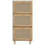 Zapatero madera contrachapada marrón ratán natural 52x25x115 cm