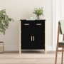 Aparador de madera contrachapada negro 62x38x75 cm