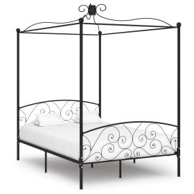 Estructura cama con dosel sin colchón metal negro 120x200 cm Estructura cama con dosel sin colchón metal negro 120x200 cm