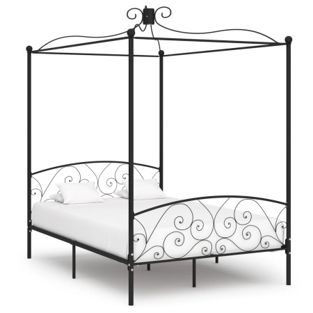 Estructura cama con dosel sin colchón metal negro 120x200 cm