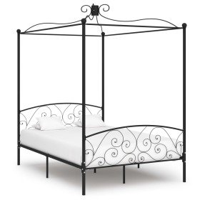 Estructura de cama con dosel metal negro 140x200 cm Estructura de cama con dosel metal negro 140x200 cm