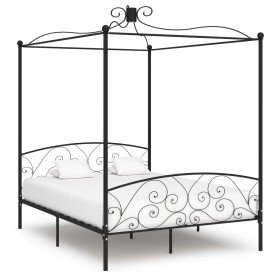 Estructura de cama con dosel metal negro 160x200 cm Estructura de cama con dosel metal negro 160x200 cm