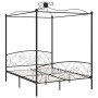 Estructura de cama con dosel sin colchón metal negro 180x200 cm