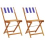 Sillas de bistró 2 uds madera maciza acacia y tela azul blanco en Sillas de jardín | Comprar online en Foro24