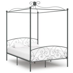 Estructura cama con dosel sin colchón metal gris 140x200 cm en Camas y somieres | Comprar online en Foro24