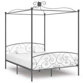 Estructura cama con dosel sin colchón metal gris 160x200 cm Estructura cama con dosel sin colchón metal gris 160x200 cm