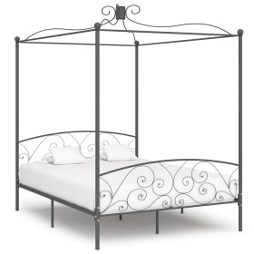 Estructura cama con dosel sin colchón metal gris 180x200 cm