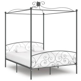 Estructura cama con dosel sin colchón metal gris 180x200 cm Estructura cama con dosel sin colchón metal gris 180x200 cm