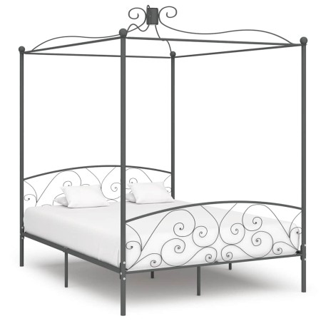 Estructura cama con dosel sin colchón metal gris 180x200 cm