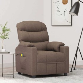 Sillón de masaje reclinable de tela gris taupé