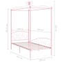 Estructura cama con dosel sin colchón metal rosa 100x200 cm
