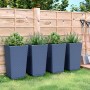 Jardineras 4 unidades PP azul gris 32,5x32,5x57 cm