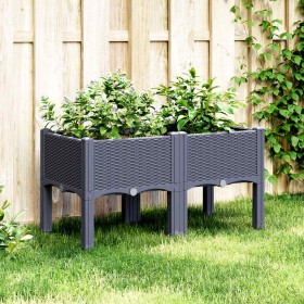 Jardinera con patas PP azul gris 80x40x42 cm Jardinera con patas PP azul gris 80x40x42 cm