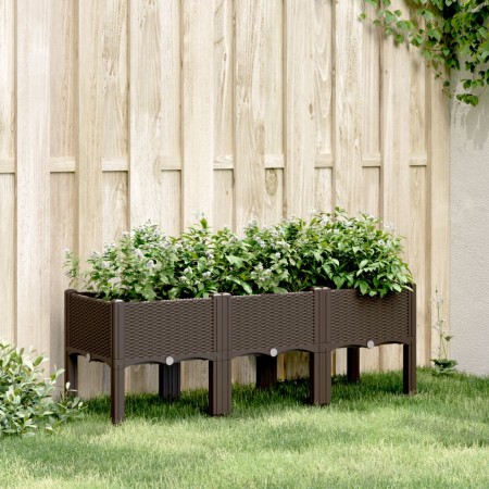 Jardinera con patas PP marrón 120x40x42 cm en Maceteros y jardineras | Comprar online en Foro24