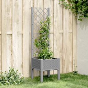 Jardinera con enrejado PP gris claro 40x40x142 cm Jardinera con enrejado PP gris claro 40x40x142 cm