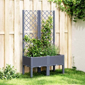 Jardinera con enrejado PP azul gris 80x40x142 cm