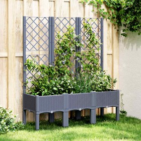 Jardinera con enrejado PP azul gris 120x40x142 cm