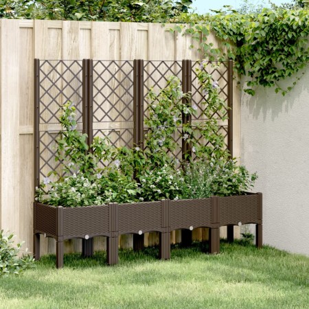 Jardinera con enrejado PP marrón 160x40x142 cm en Maceteros y jardineras | Comprar online en Foro24
