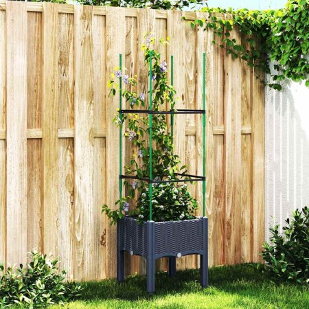 Jardinera con enrejado PP azul gris 40x40x142,5 cm en Maceteros y jardineras | Comprar online en Foro24