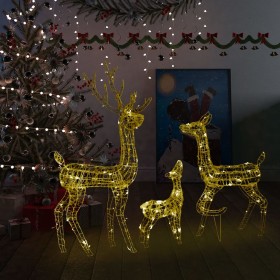 Familia de renos de Navidad acrílico 300 LEDs blanco cálido