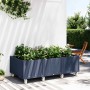 Jardinera con ruedas PP azul gris 150x80x54 cm