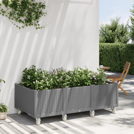 Jardinera con ruedas PP gris claro 150x80x54 cm en Maceteros y jardineras | Comprar online en Foro24