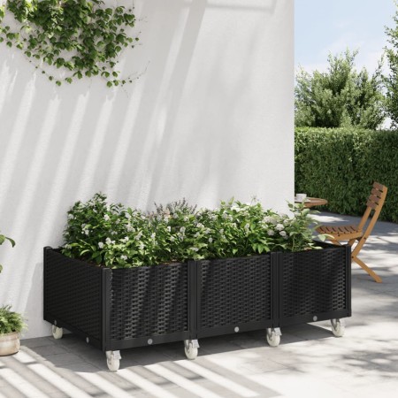 Jardinera con ruedas PP negro 150x80x54 cm en Maceteros y jardineras | Comprar online en Foro24