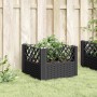 Jardinera con clavijas PP negro 43,5x43,5x43,5 cm