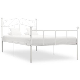 Estructura de cama sin colchón metal blanco 100x200 cm