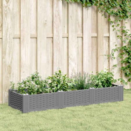 Jardinera con clavijas PP gris claro 125x40x28,5 cm