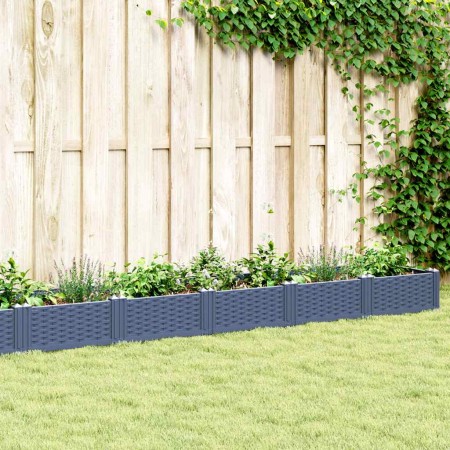 Jardinera con clavijas PP azul gris 362,5x42,5x28,5 cm
